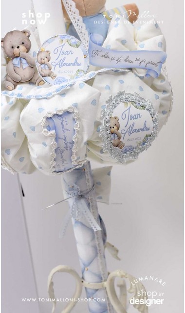 Lumanare de botez cu ursuletul Teddy Bear King 2